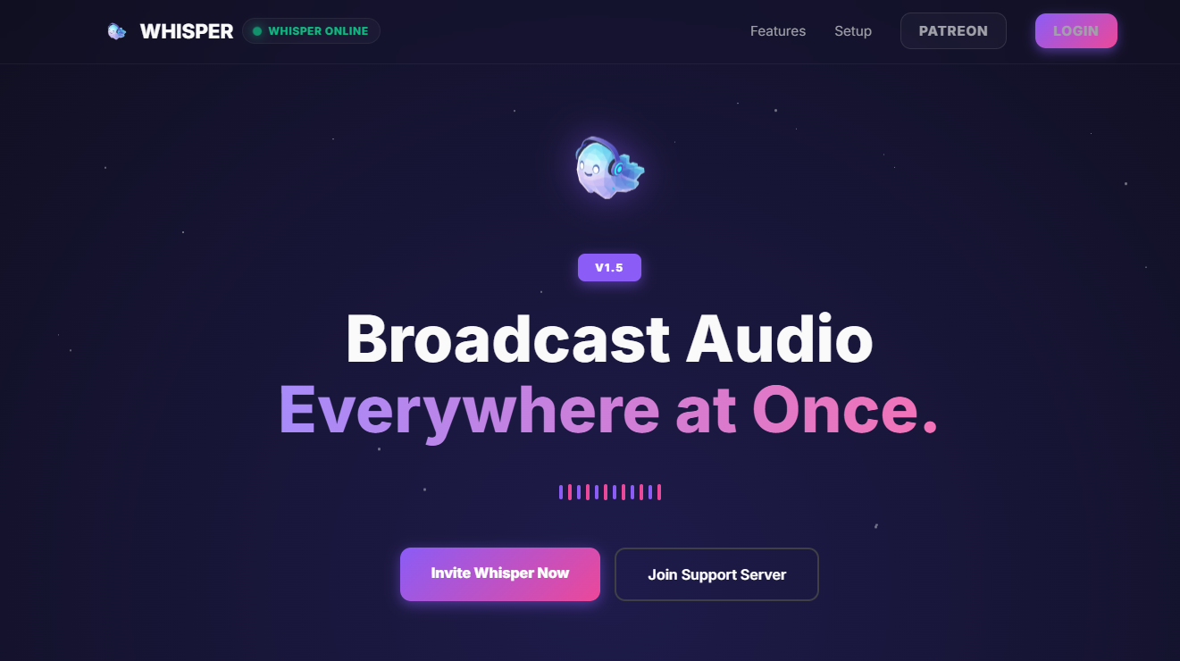 Whisper Homepage Screenshot